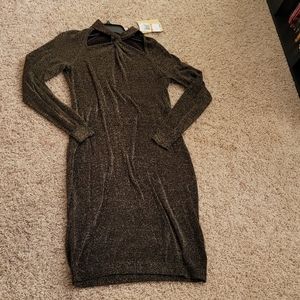 NWT MK black & gold midi sweater dress size S